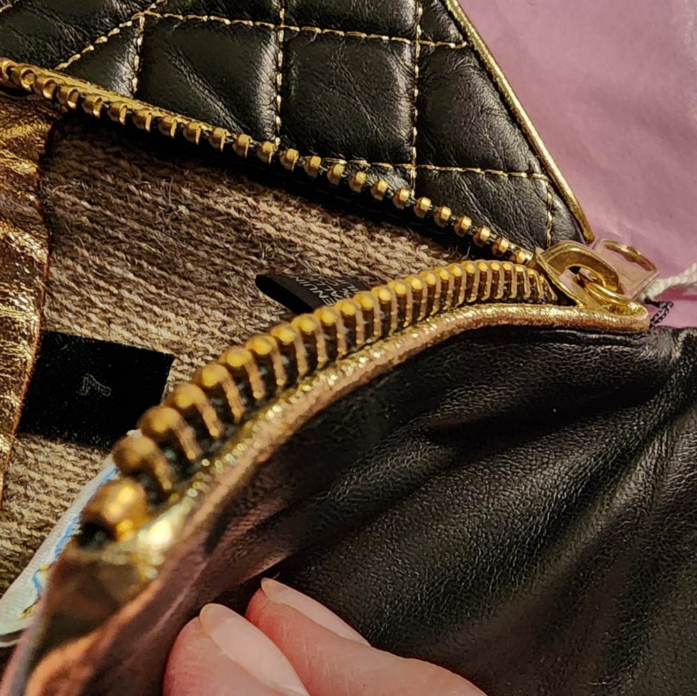 PORTOLANO LONG LEATHER GLOVES WITH GOLD TRIM AND ZIPPERS SIZE 7 NWT - Picture 4 of 9